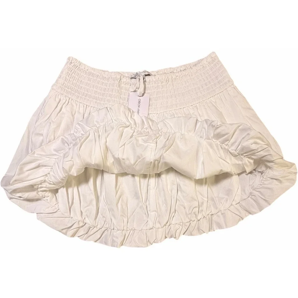 Torn by Ronny Kobo Florence Bubble Mini Skirt White Cotton NWT‎ Medium